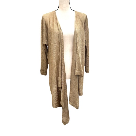 DKNY GOLD KNIT OPEN WATERFALL FRONT CARDIGAN - Picture 2 of 13